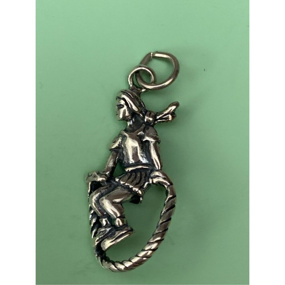 Girl Jump Roping Sterling Silver Jewelry Charm #play